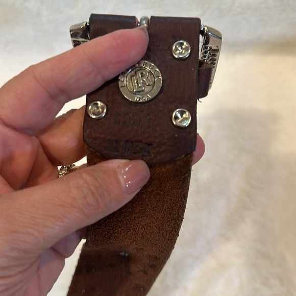 Leatherock Brown Leather Studded Crystal Embellished Belt SzM - Picture 6 of 16
